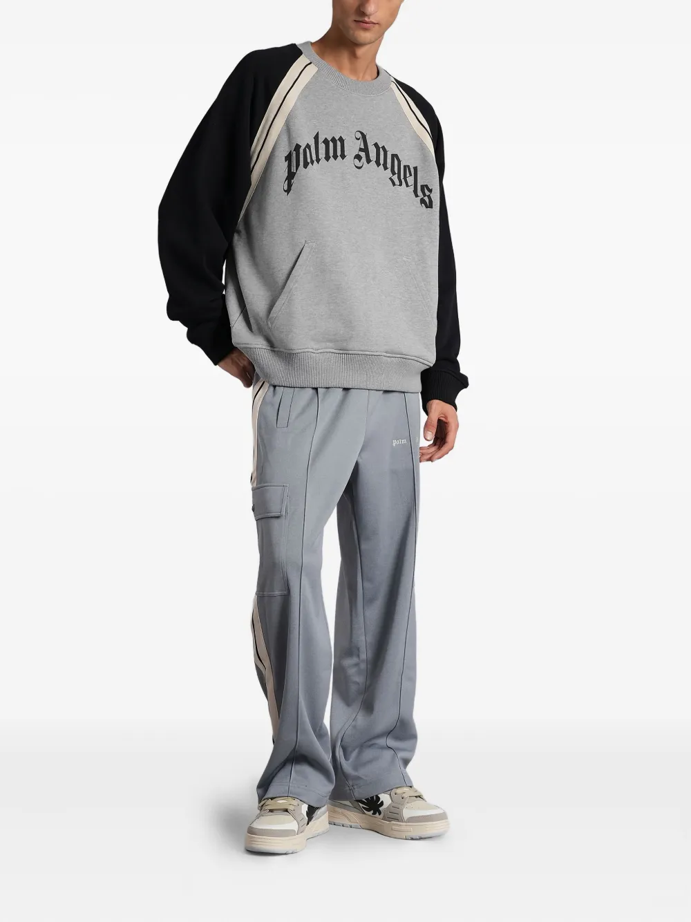 Palm Angels logo stripe sweatshirt - Grijs