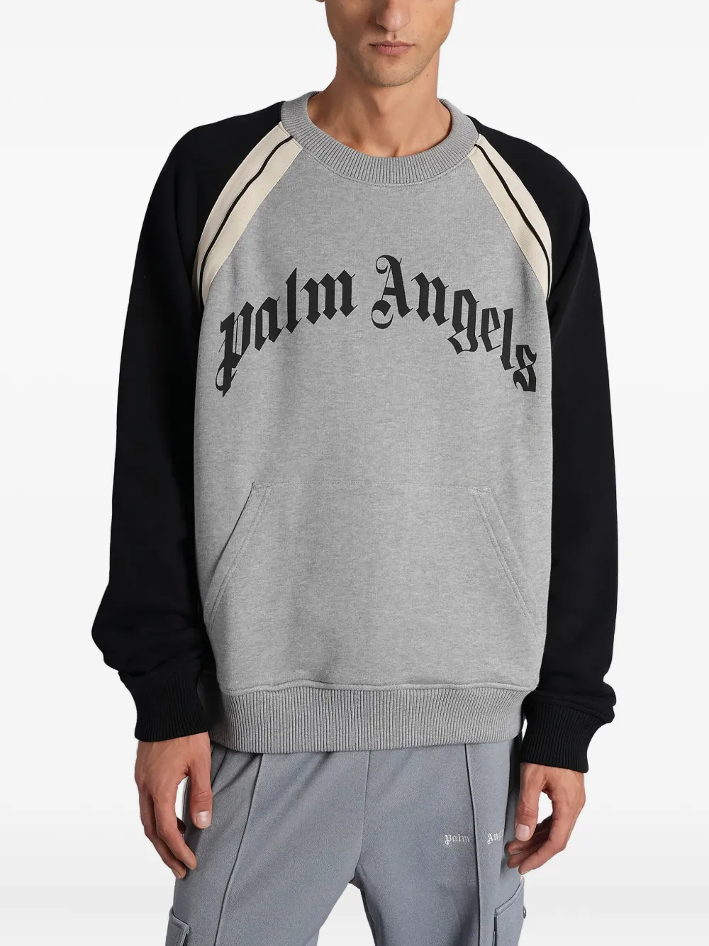 Palm Angels sudadera con logo de rayas | gris | Image 1