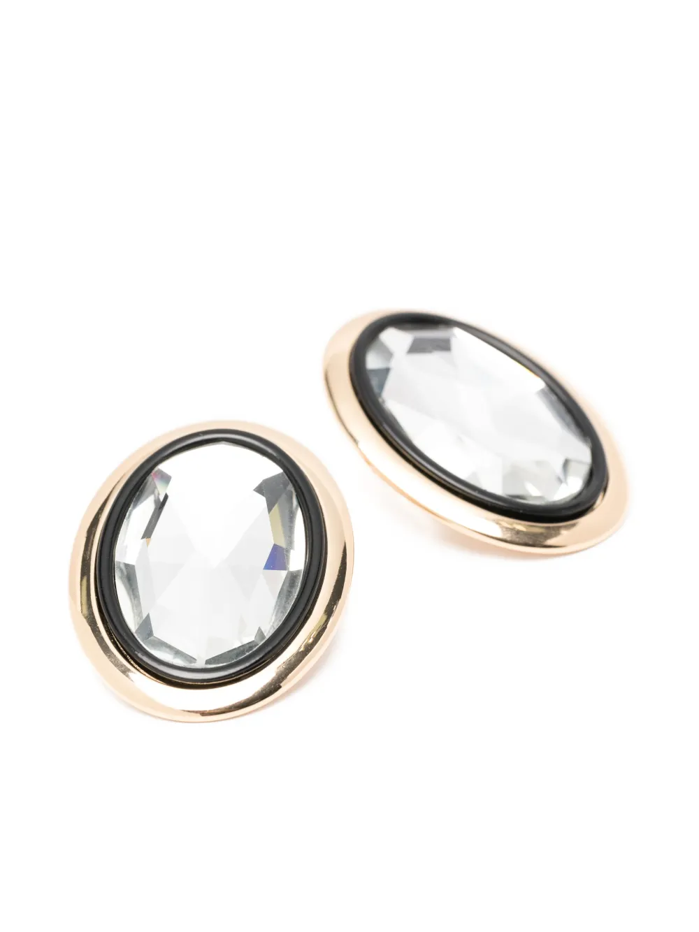 Self-portrait Oval-shape Earrings In Gold