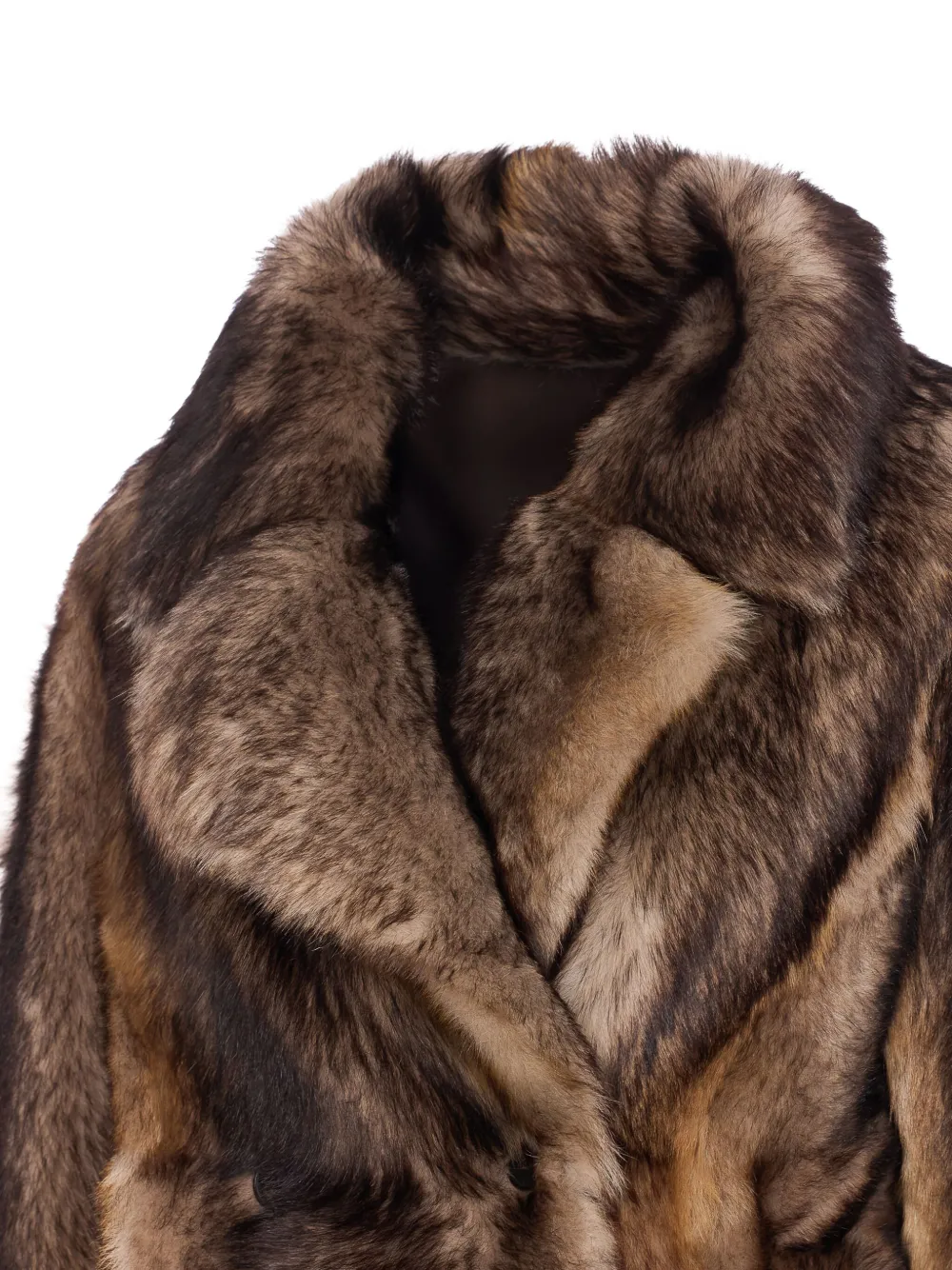 Yves Salomon Leren jas met dubbele rij knopen Bruin