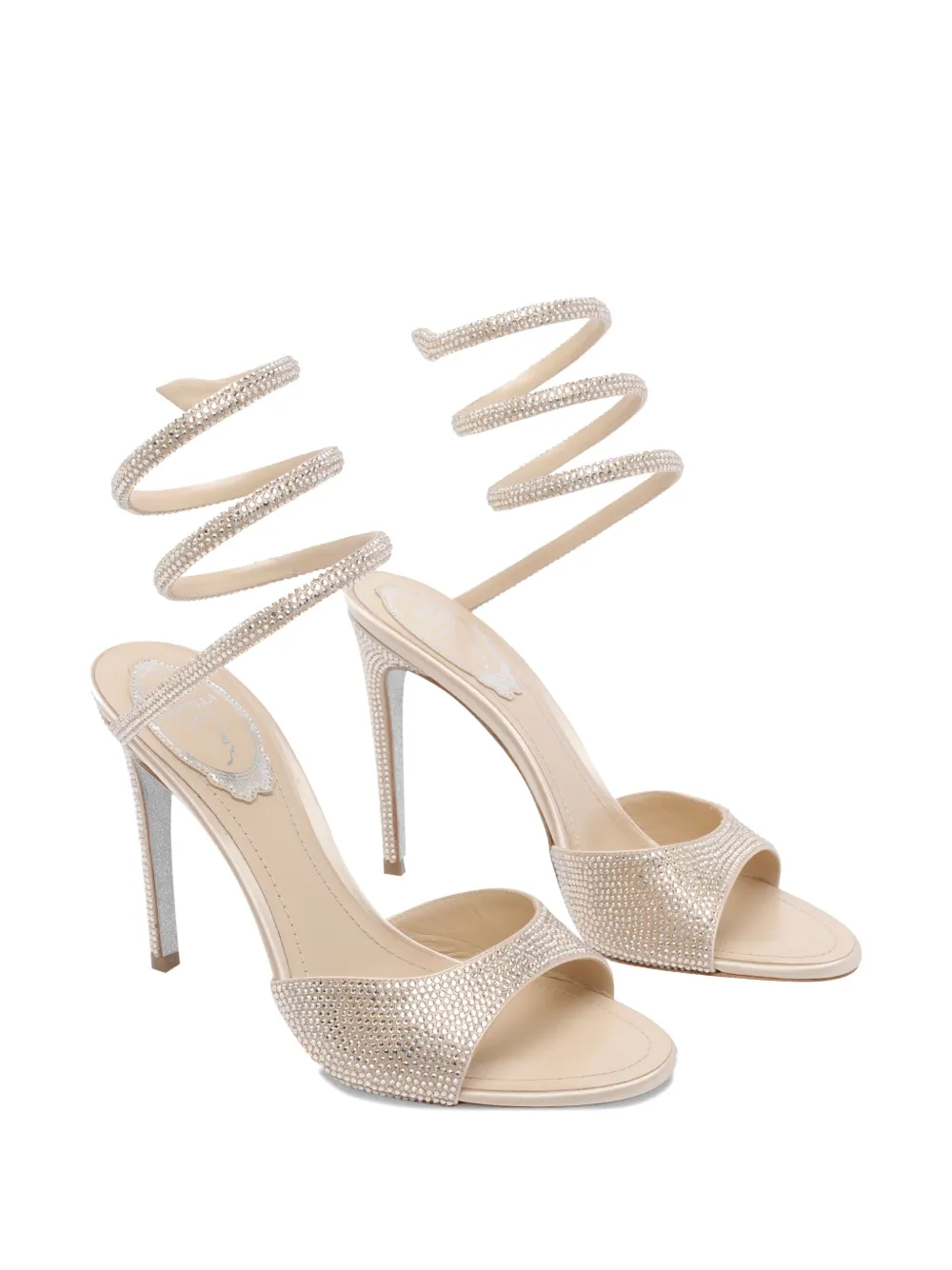 René Caovilla Sandalen verfraaid met kristallen Metallic
