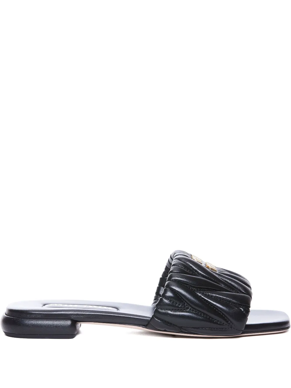 Miu Matelassé sandalen met logoplakkaat Zwart