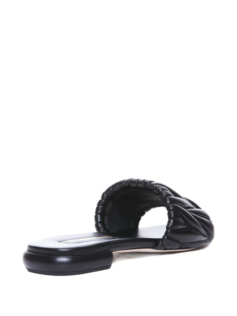 Miu Matelassé sandalen met logoplakkaat Zwart