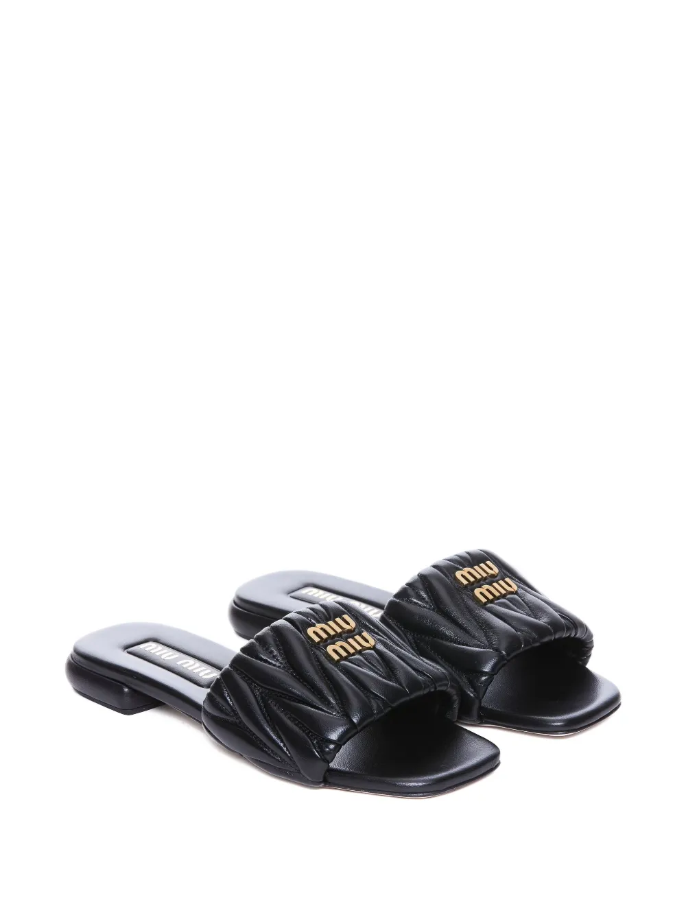 Miu Matelassé sandalen met logoplakkaat Zwart