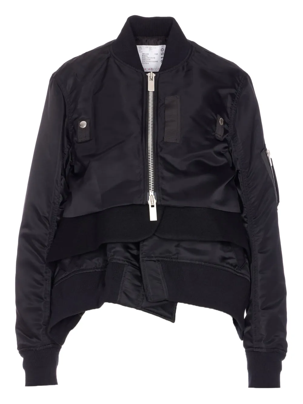 sacai ジップアップ ボンバージャケット - ブラック sacai ジップアップ ボンバージャケット - ブラック