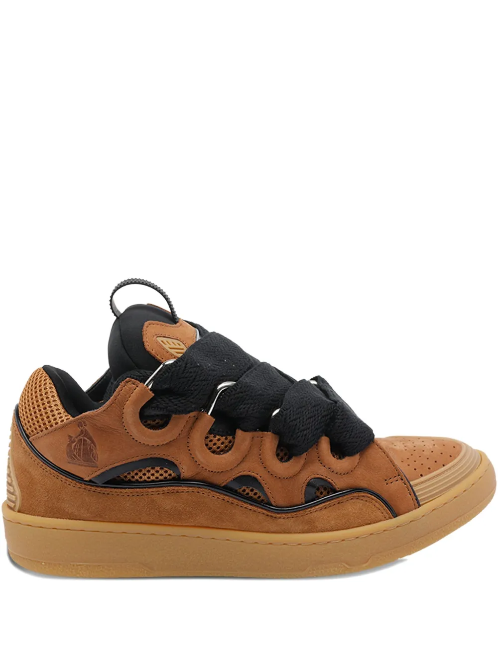 Lanvin Suede Sneakers With Rubber Sole And Pull Tab In Brown