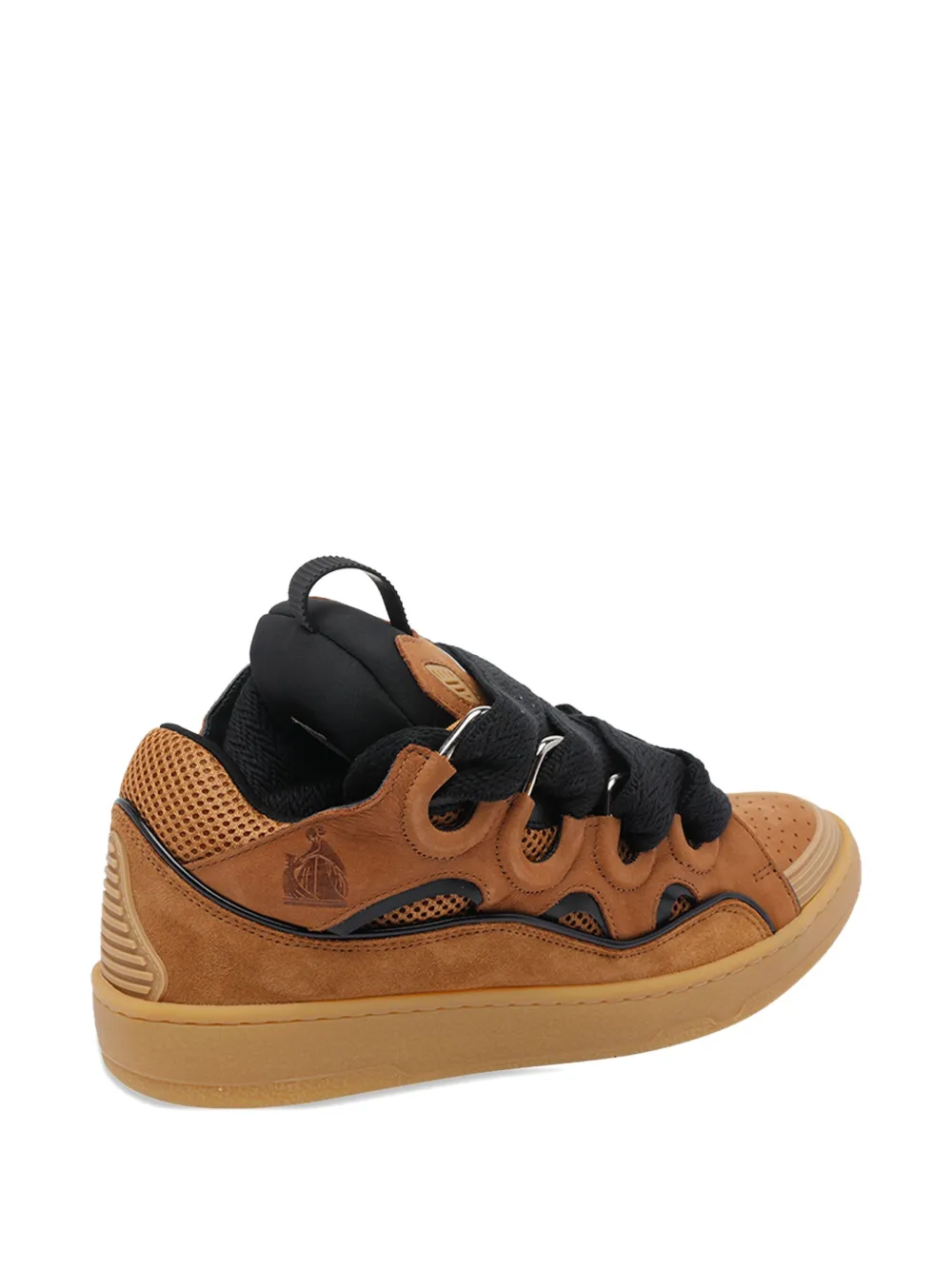Lanvin Suede Sneakers With Rubber Sole And Pull Tab In Brown