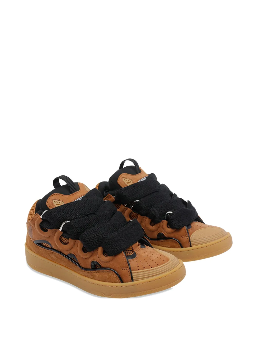 Lanvin Suede Sneakers With Rubber Sole And Pull Tab In Brown