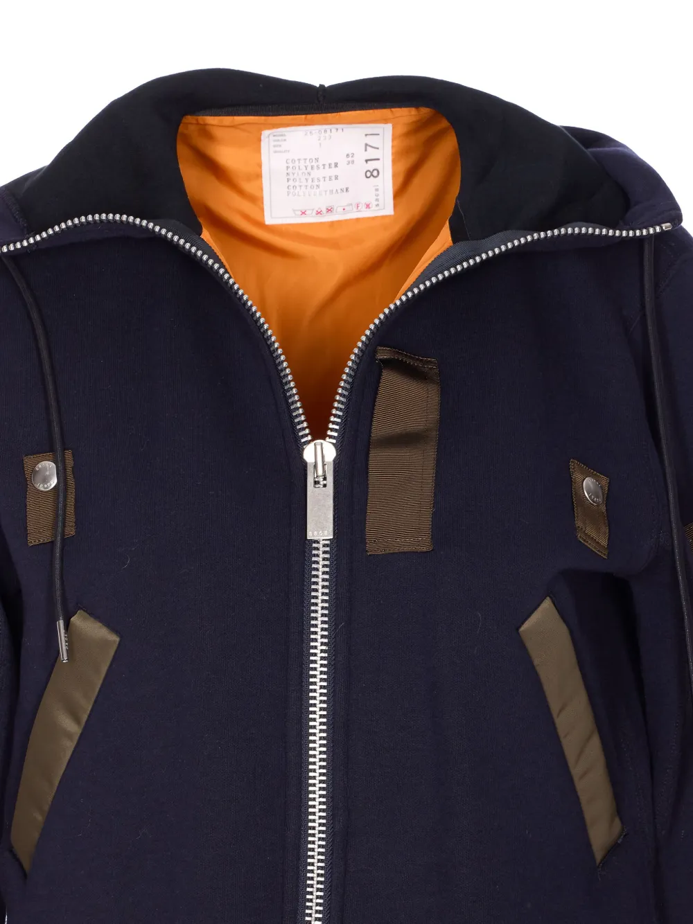 Sacai Hoodie-style Sweater With Navy And Olive Accents In Multi