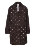 Sword crystal-appliqué suede coat - Brown