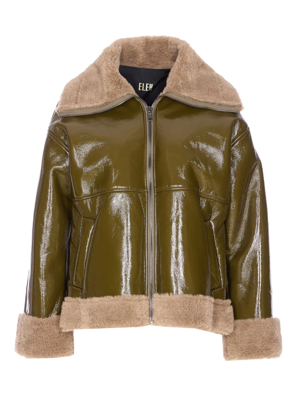 Ele zip-up glossy jacket | Green | Image 1