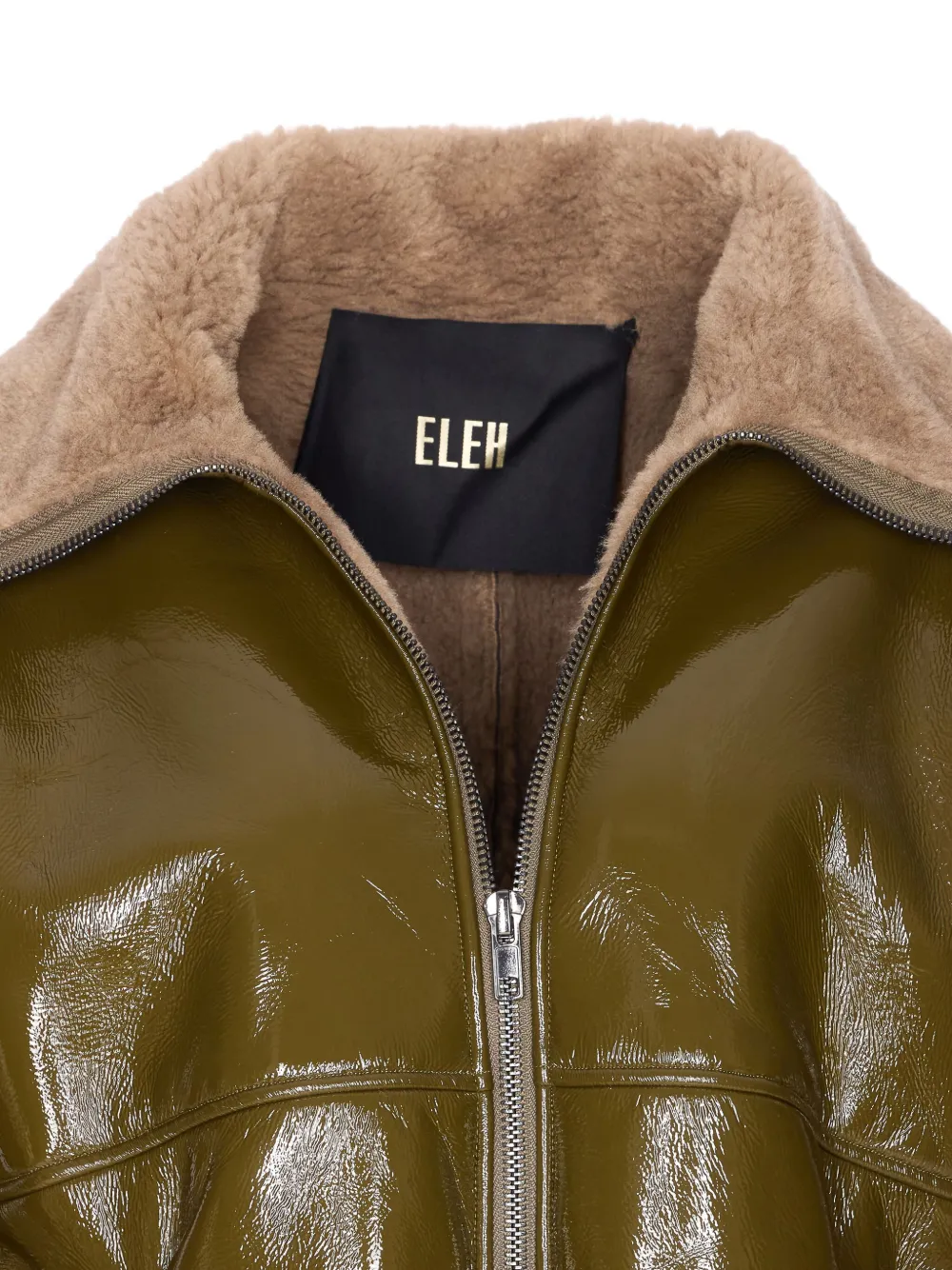 Ele Zip-up Glossy Jacket In Green