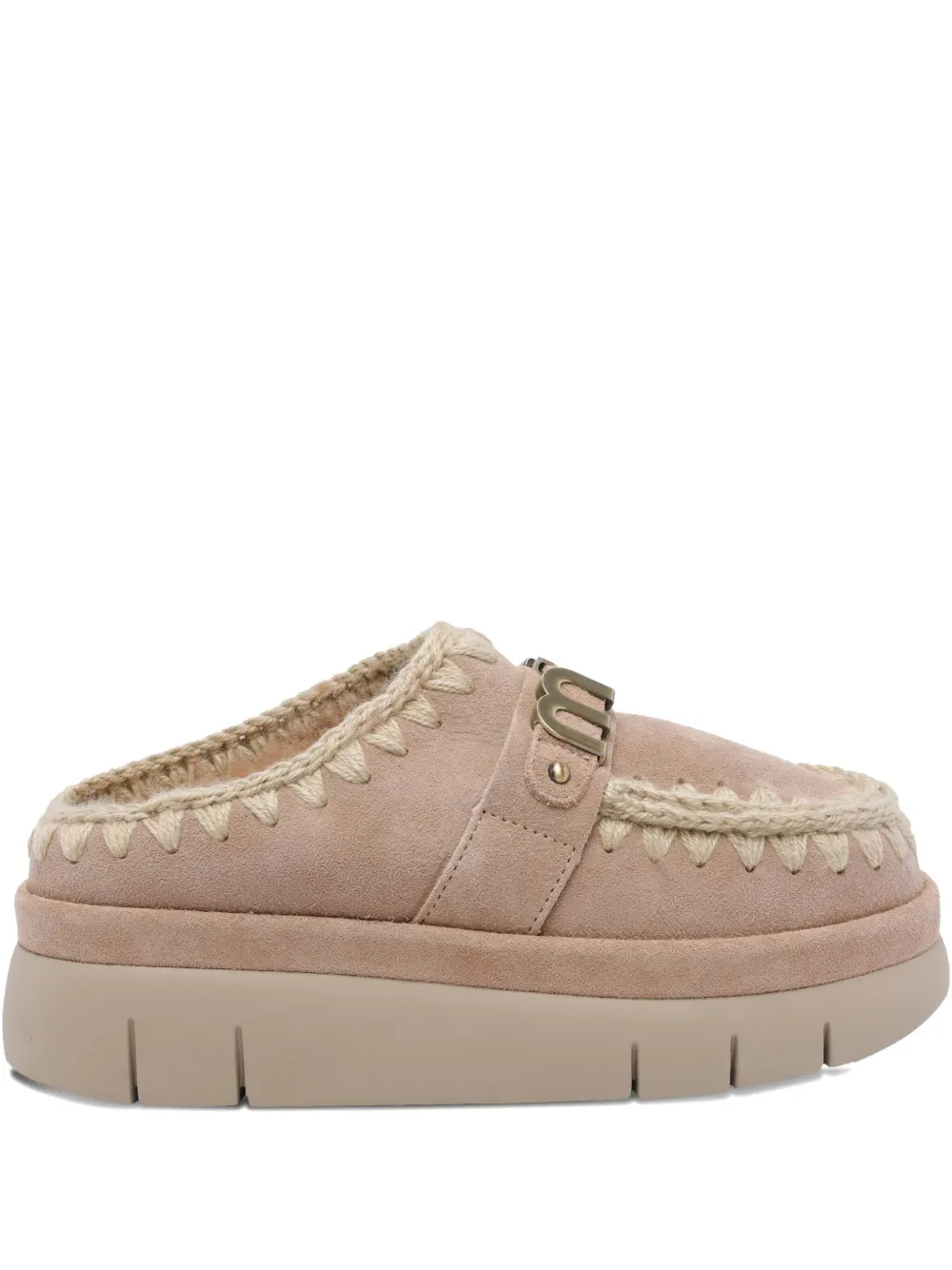 Mou Logo-plaque Platform Mules In Multi