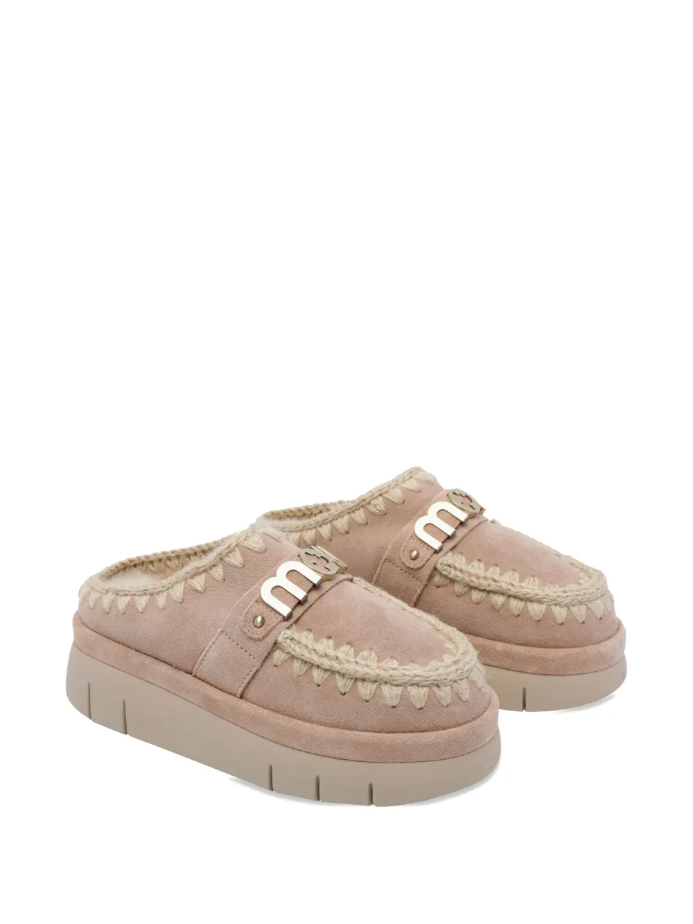 Mou Logo-plaque Platform Mules In Multi