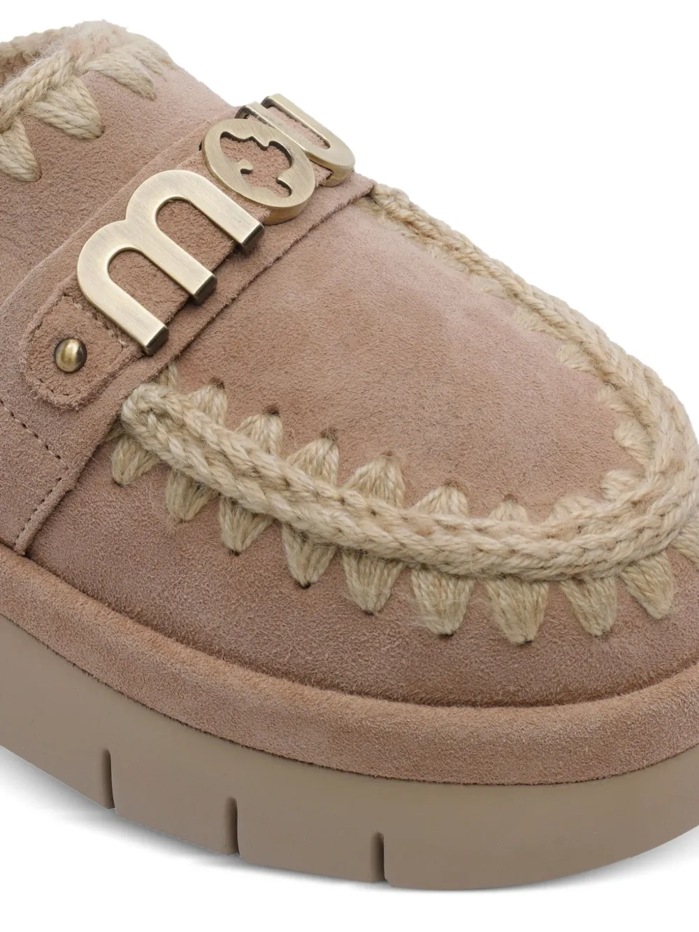 Mou Muiltjes met logoplakkaat Beige