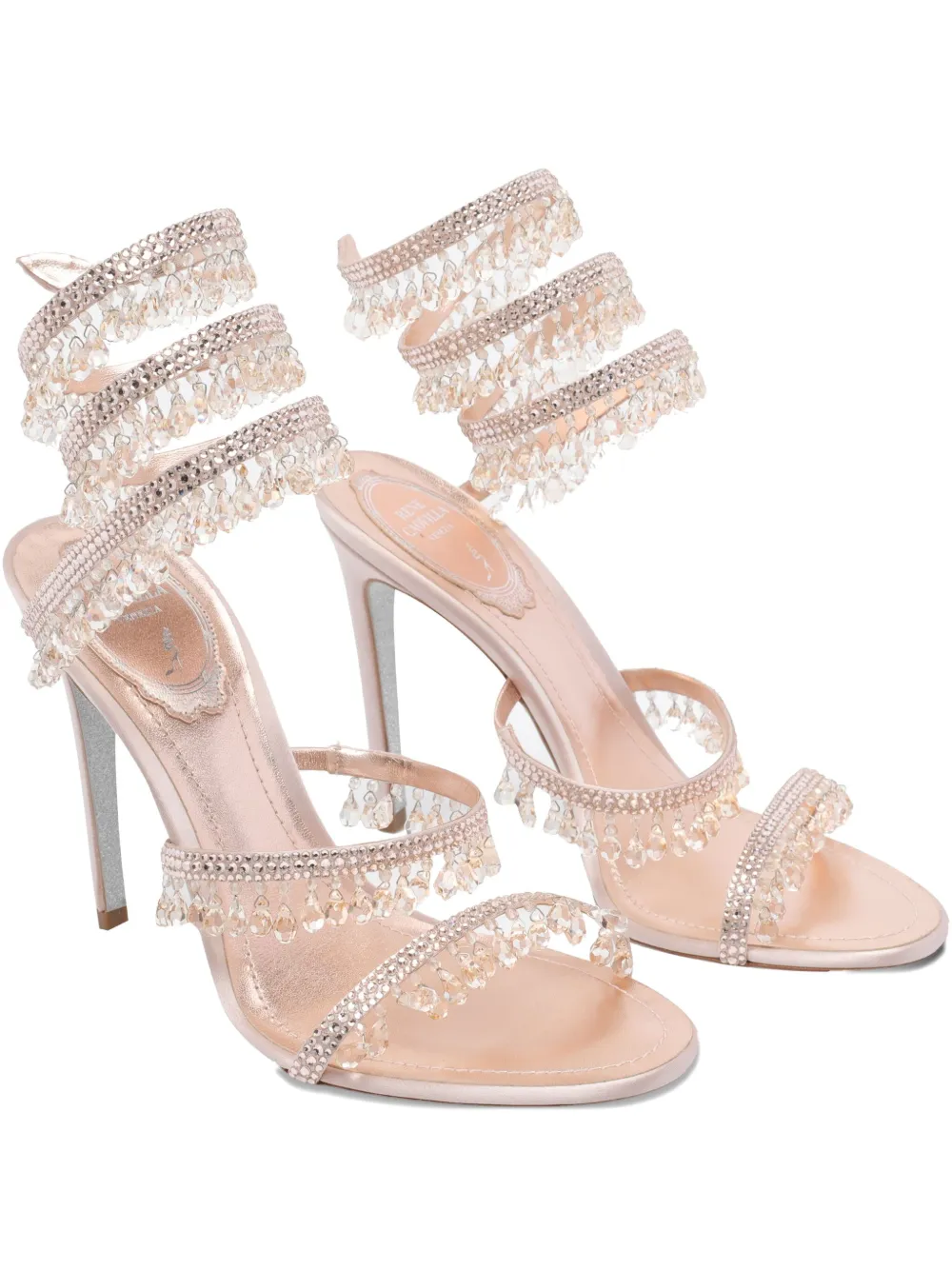 René Caovilla 105mm crystal-chandelier heeled sandals - Rosa