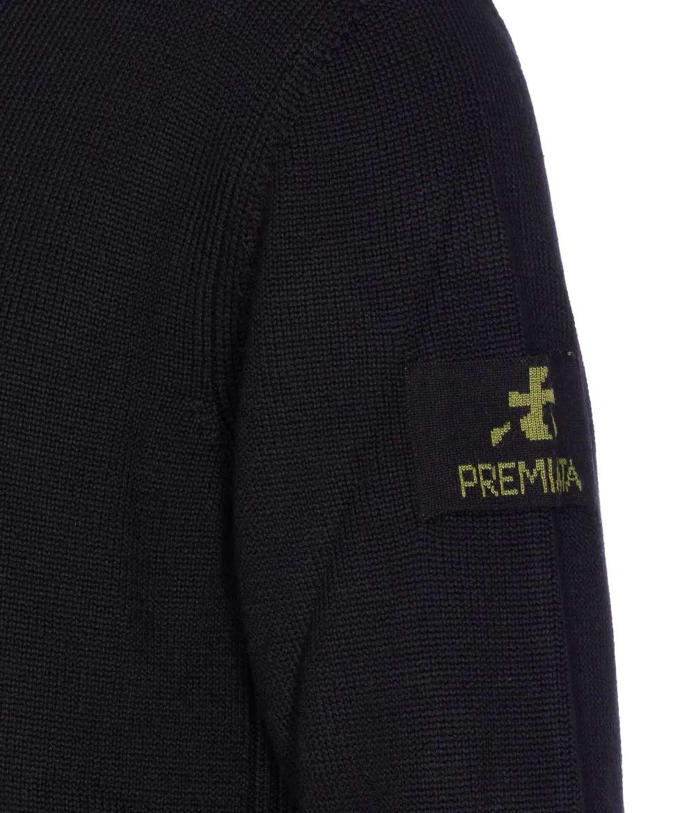 Premiata Hooded Sweater With Crewneck And Ribbed Cuffs In Black