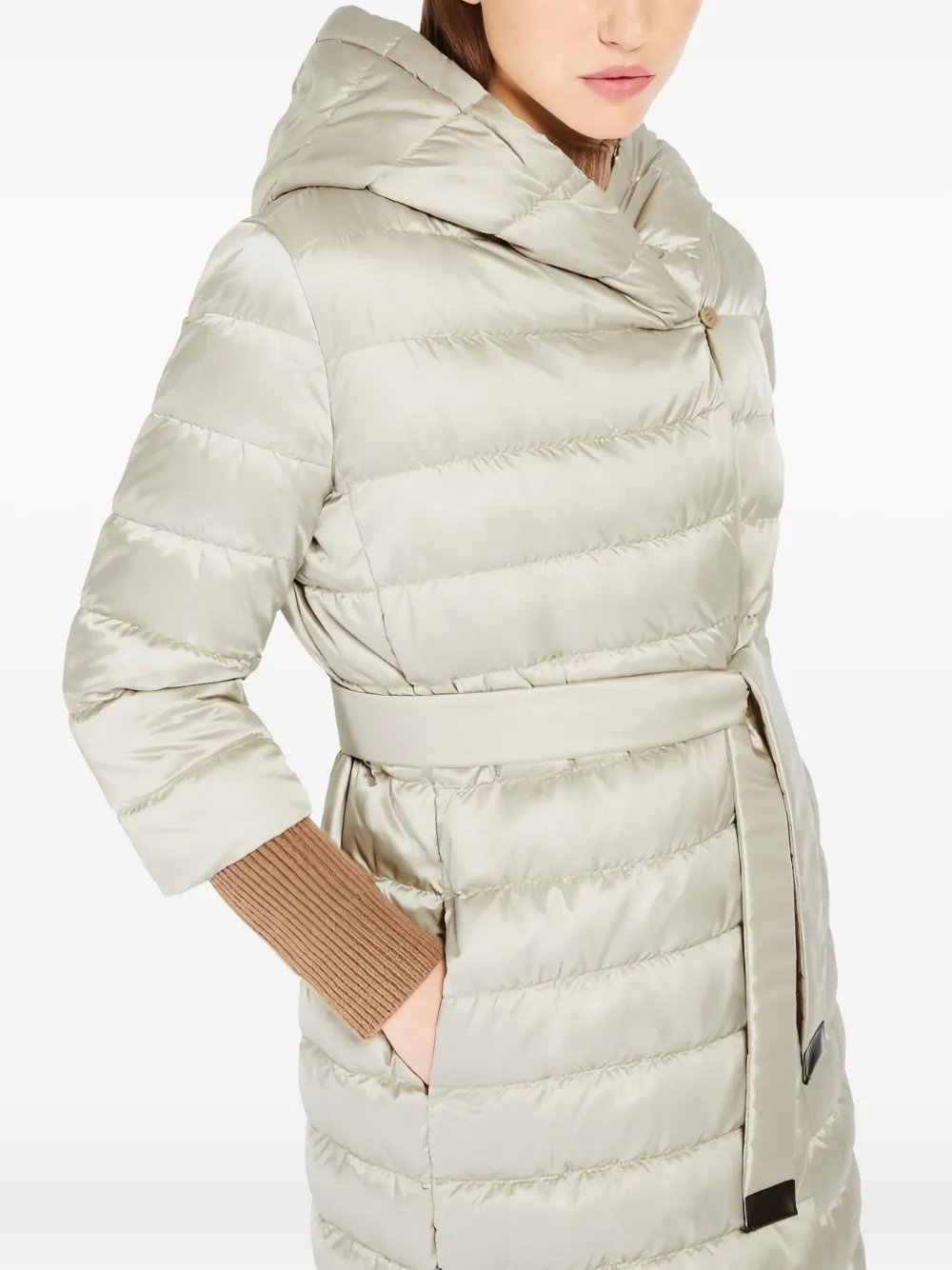 Max Mara Nove jas met capuchon Beige