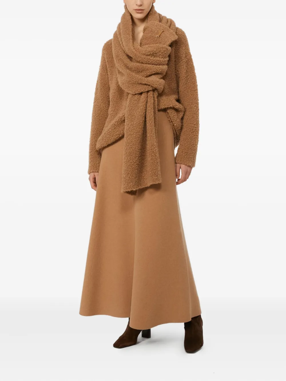 Max Mara Long Sleeve Knitwear V-neckline In Brown