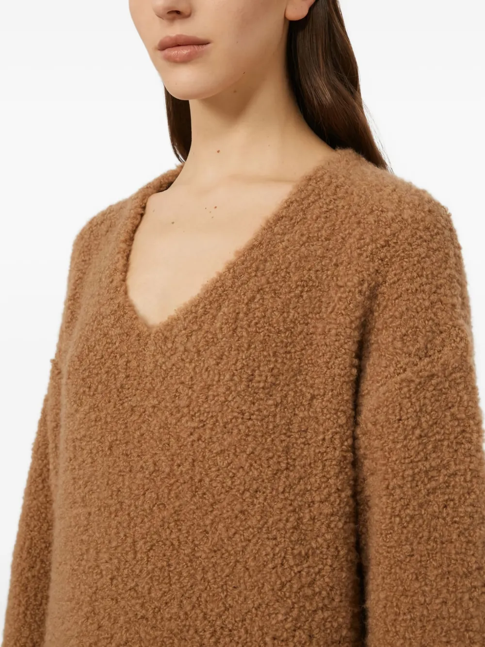 Max Mara Long Sleeve Knitwear V-neckline In Brown