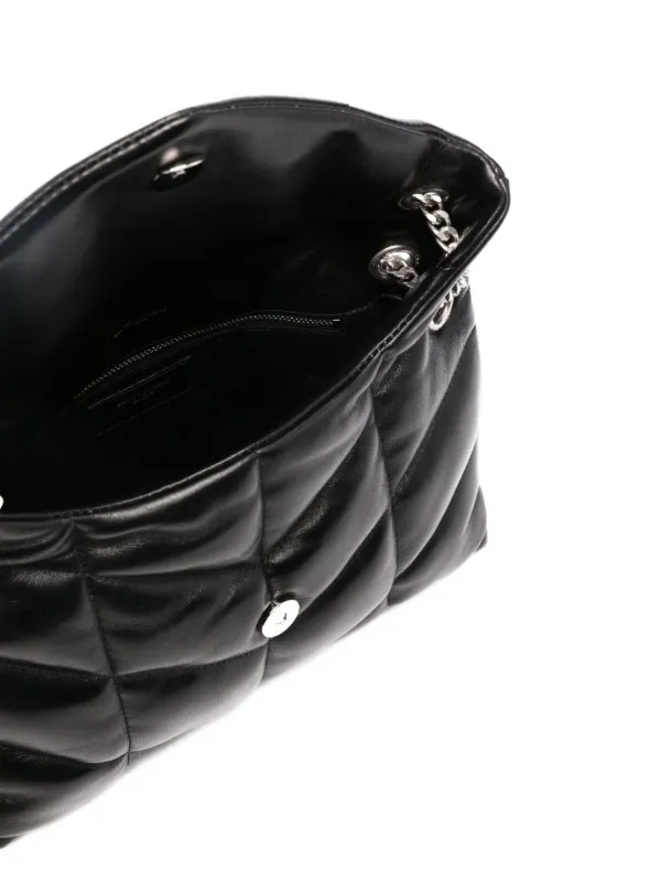 Saint Laurent Quilted logo-plaque Shoulder Bag | Black | FARFETCH