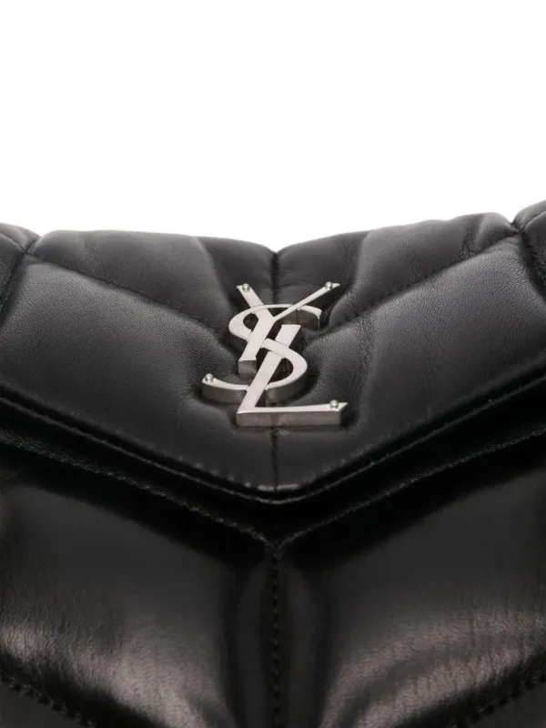 Saint Laurent Quilted logo-plaque Shoulder Bag | Black | FARFETCH
