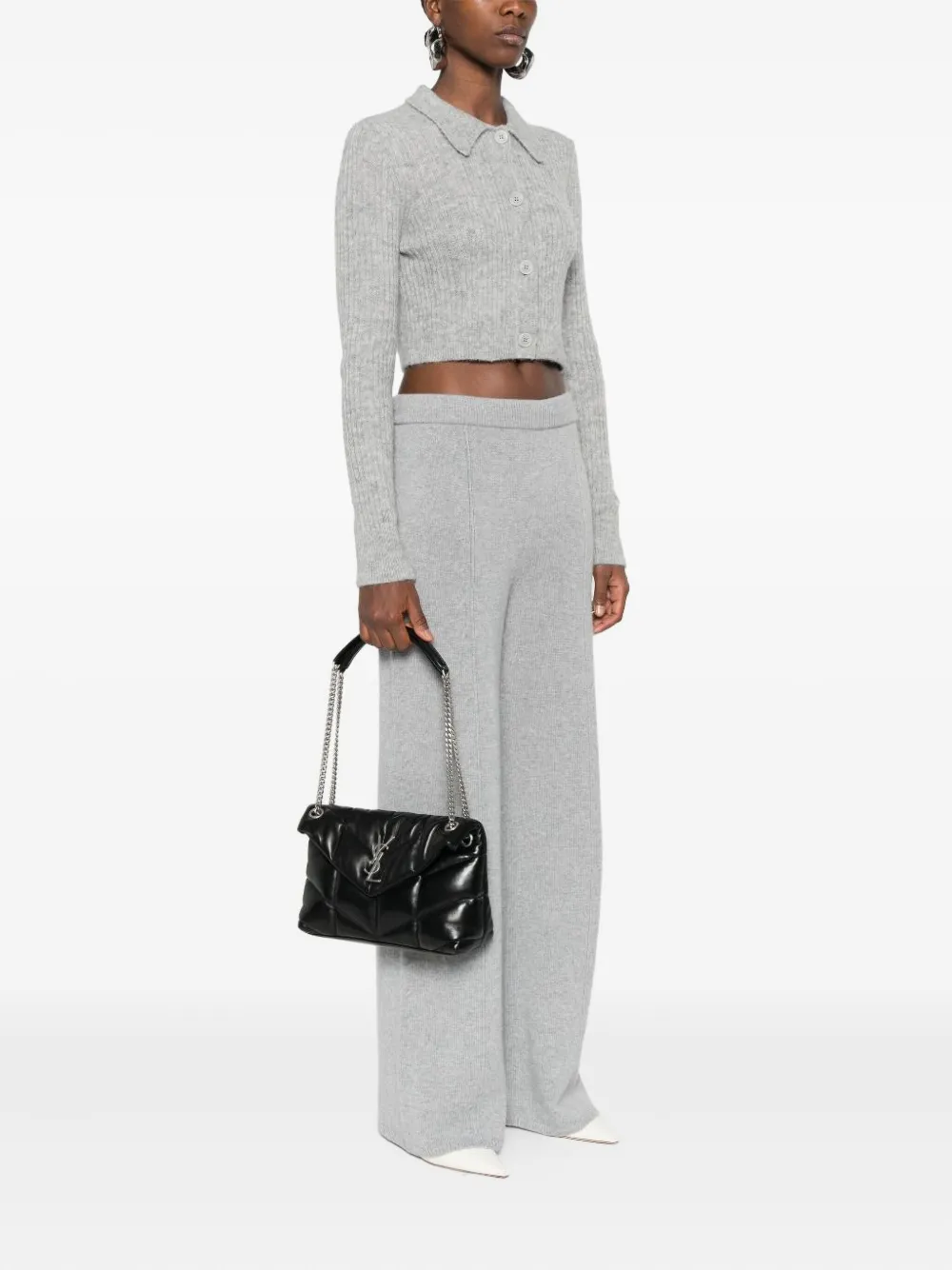 Saint Laurent Quilted Logo-plaque Shoulder Bag In Black