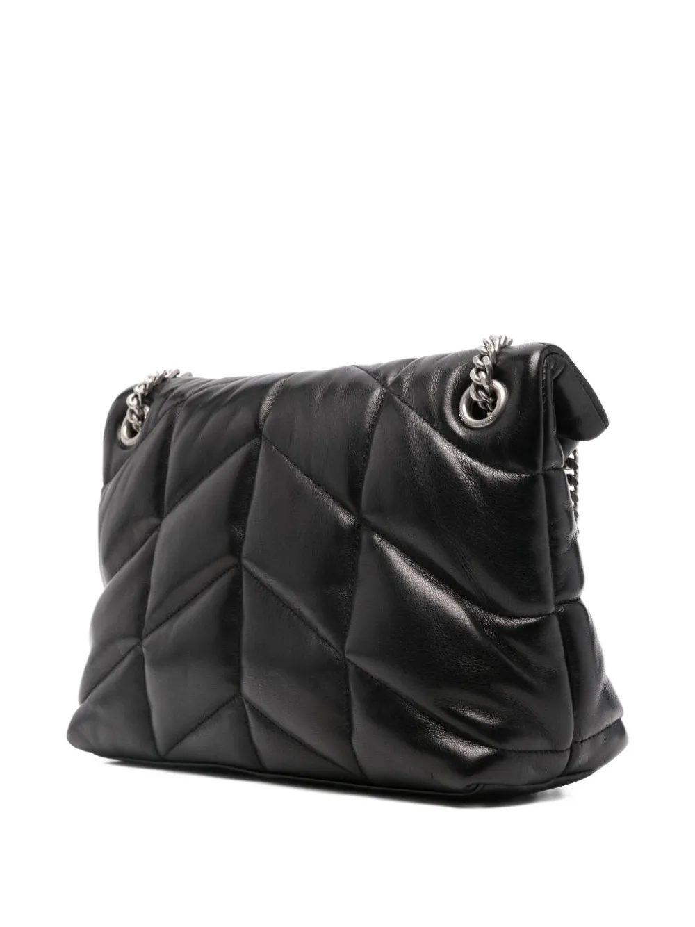 Saint Laurent Quilted Logo-plaque Shoulder Bag In Black