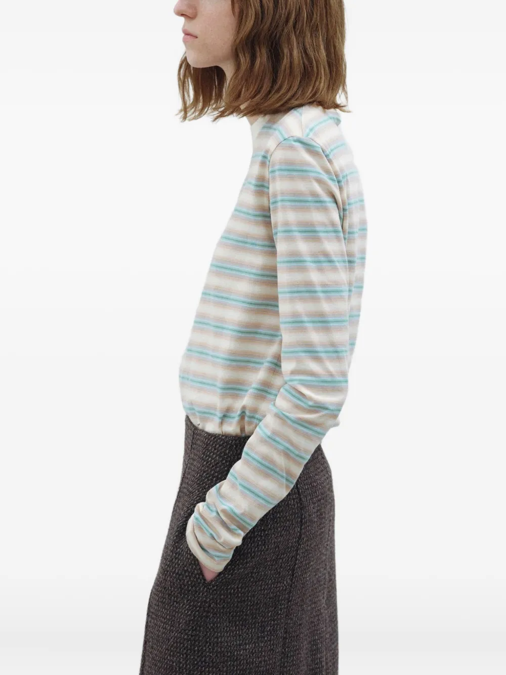 Auralee Striped T-shirt In Neutral