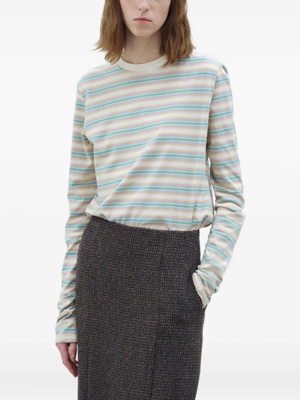 Auralee Striped T-shirt In Neutral