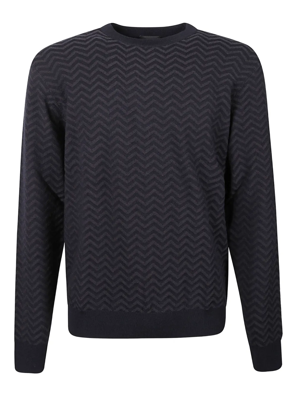 Giorgio Armani crew-neck chevron-pattern sweater | Black | Image 1