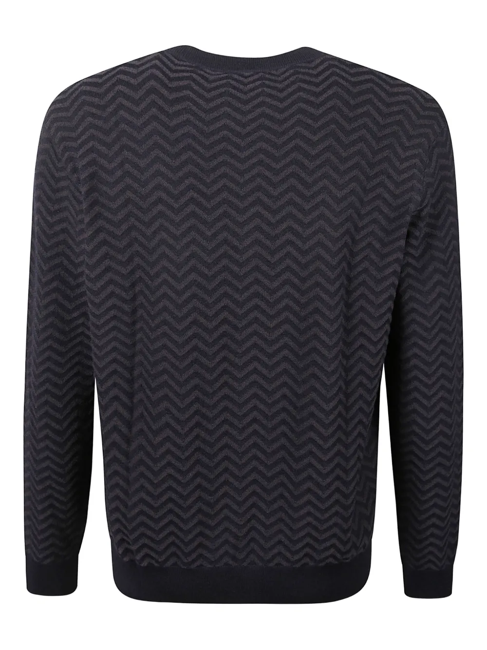 Giorgio Armani Trui met chevron patroon en ronde hals - Zwart