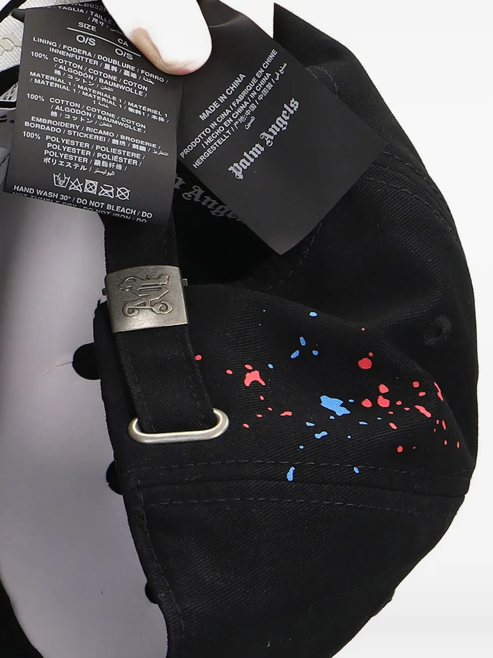 Palm Angels Embroidered Splatter Hat In Black