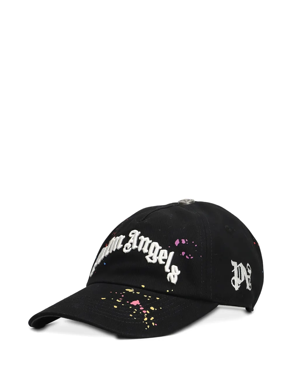Palm Angels Embroidered Splatter Hat In Black