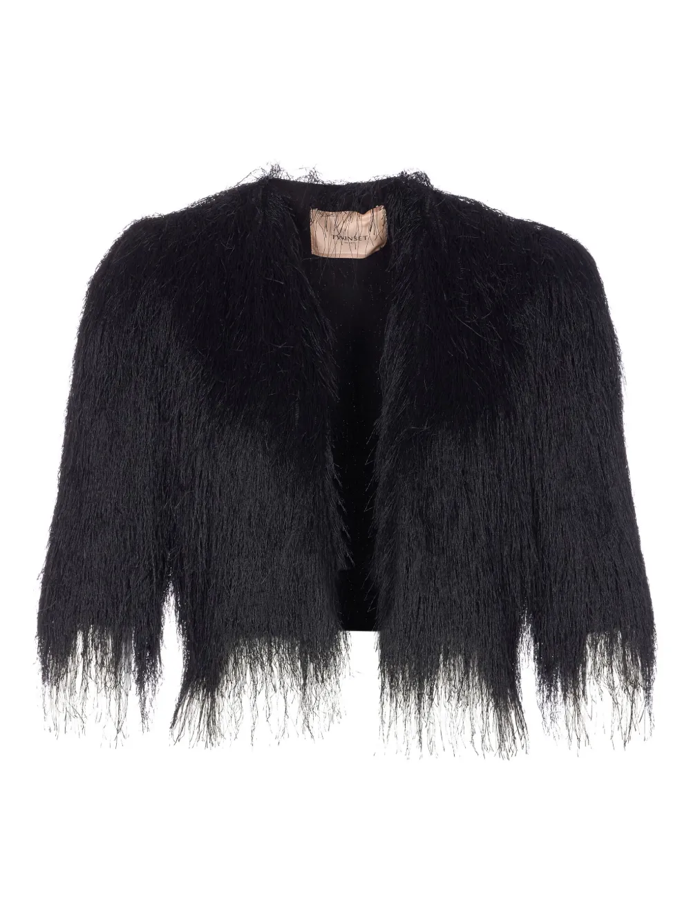 TWINSET fringed crew-neck jacket | Black | Image 1
