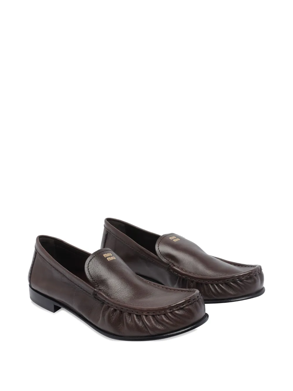 Miu Miu logo-detail leather loafers - Marrone