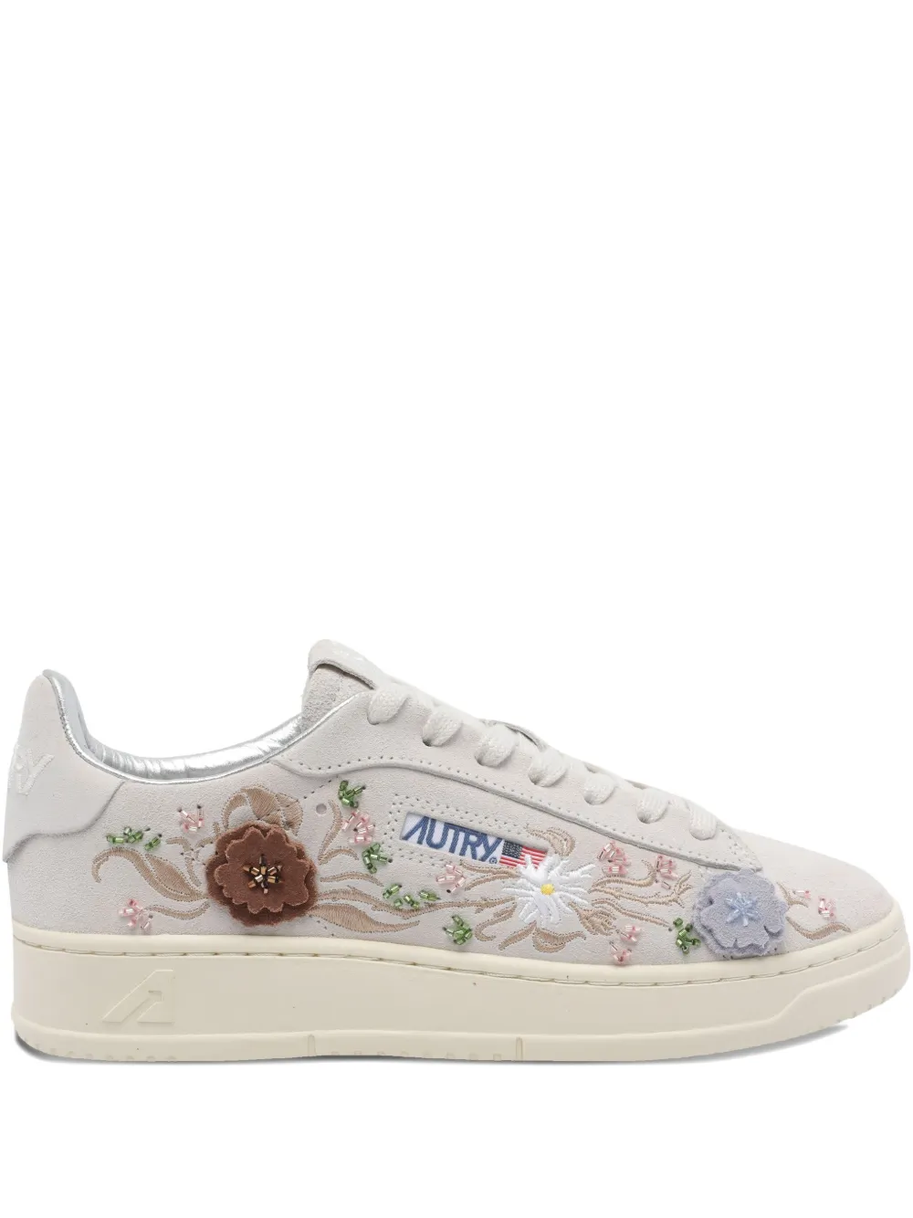 Autry Dallas Floral Suede Low Sneakers In Neutral