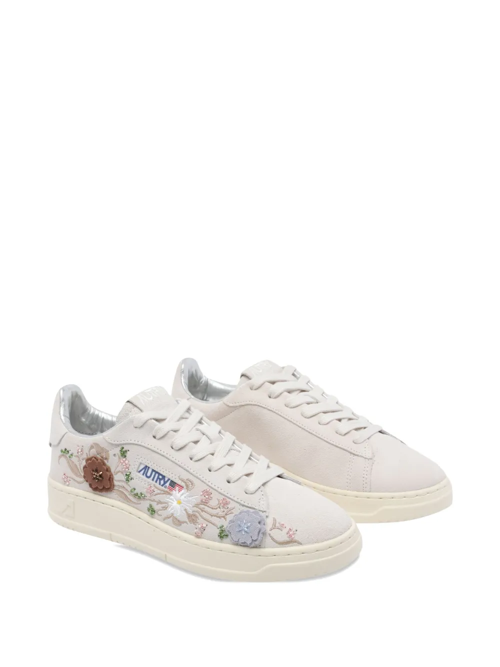 Autry Dallas Floral Suede Low Sneakers In Neutral