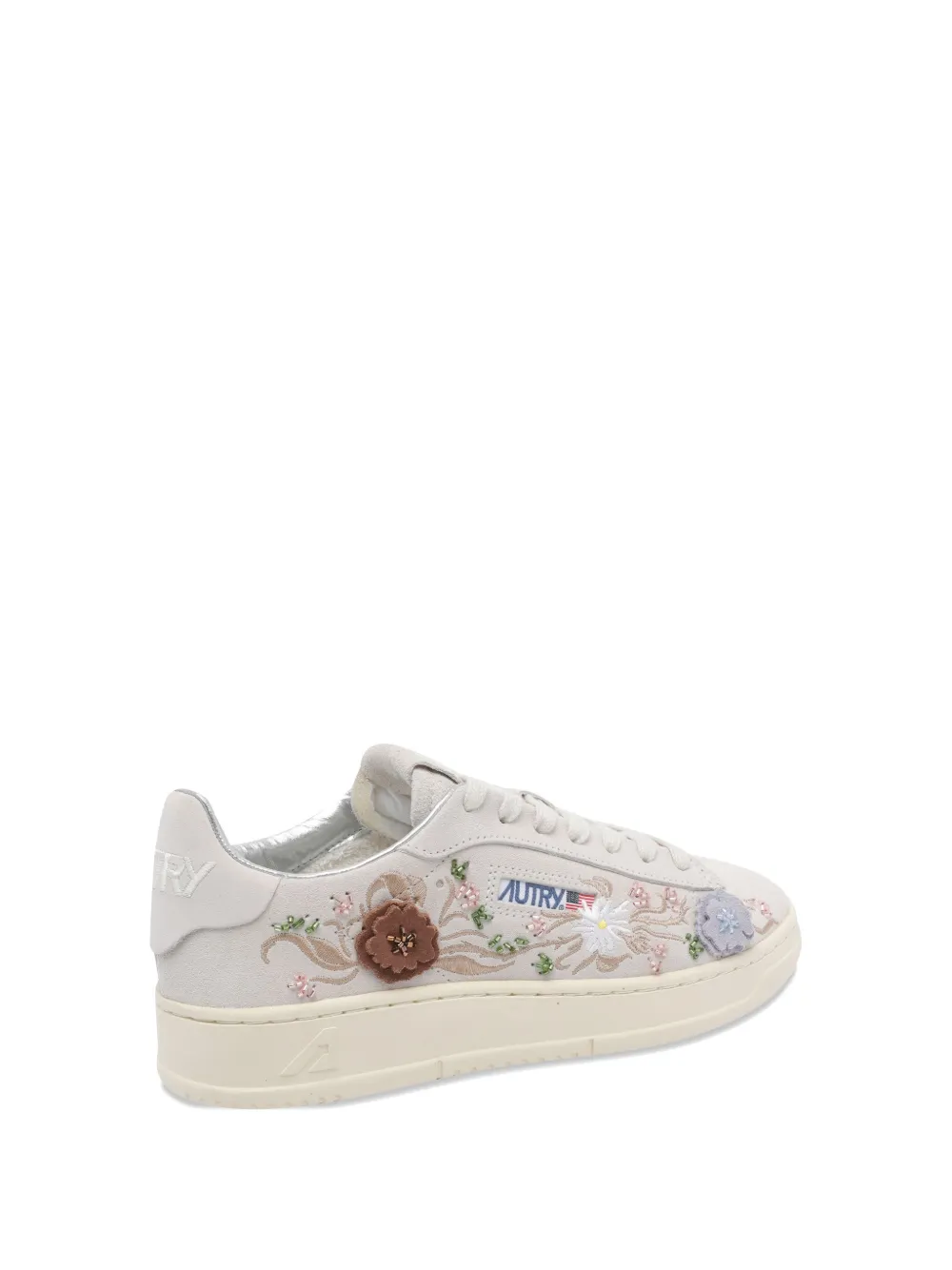 Autry Dallas Floral Suede Low Sneakers In Neutral