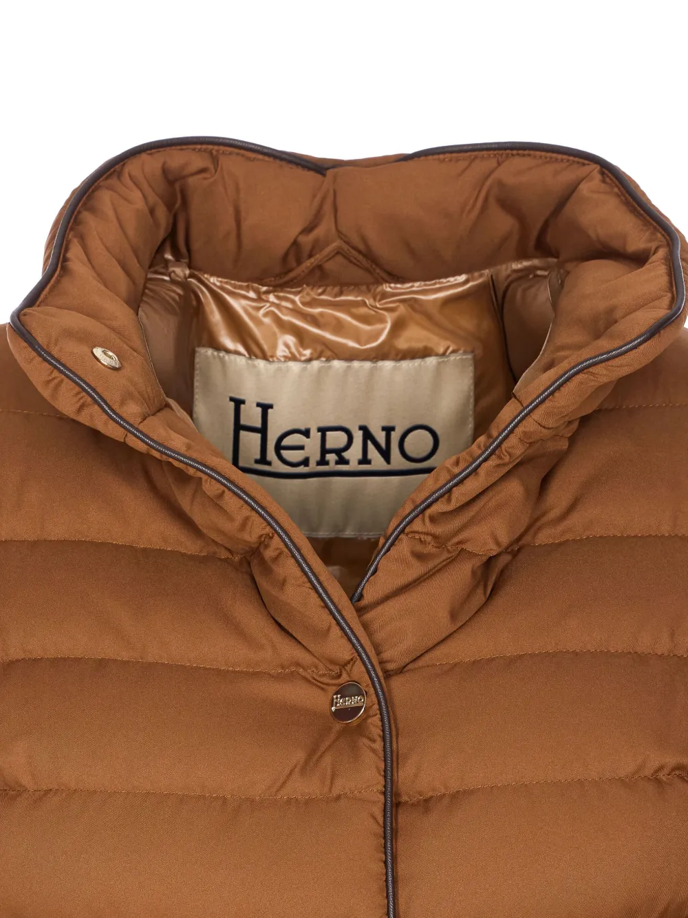 Herno High Neck Long Sleeve Padded Jacket In Brown