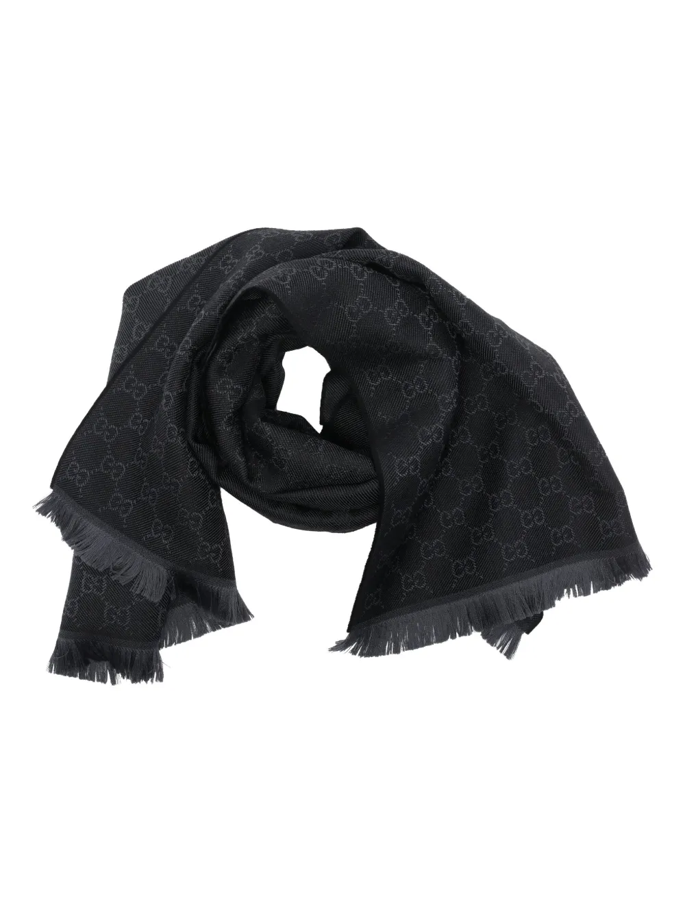 Gucci Gg-pattern Scarf In Black