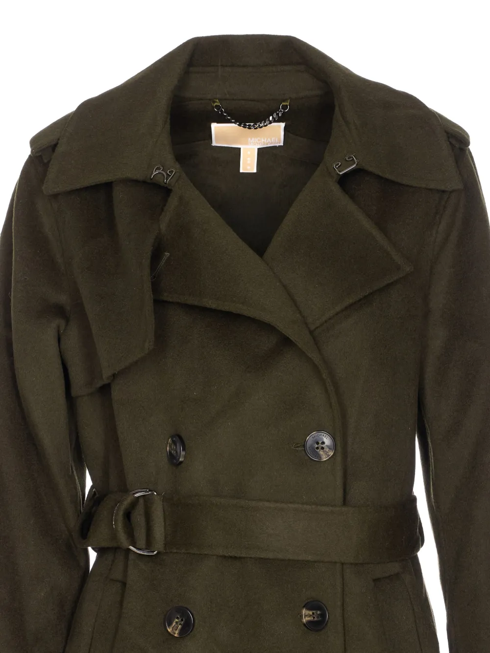Michael Kors Trenchcoat met dubbele rij knopen en ceintuur Groen