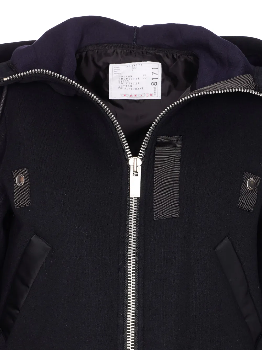 Sacai Zip-up Hooded Jacket In Black