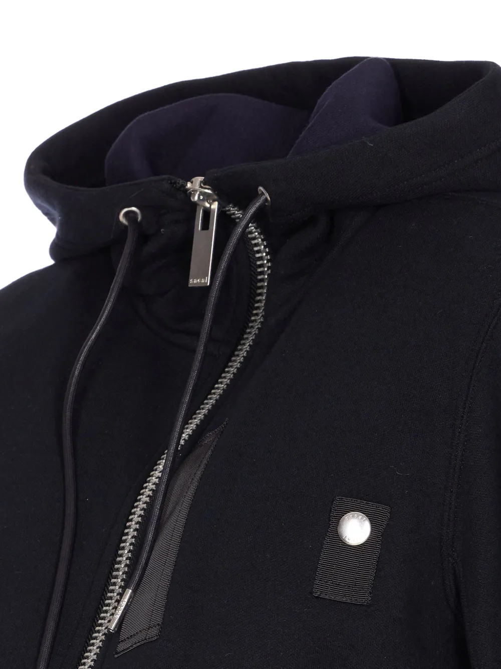 Sacai Zip-up Hooded Jacket In Black