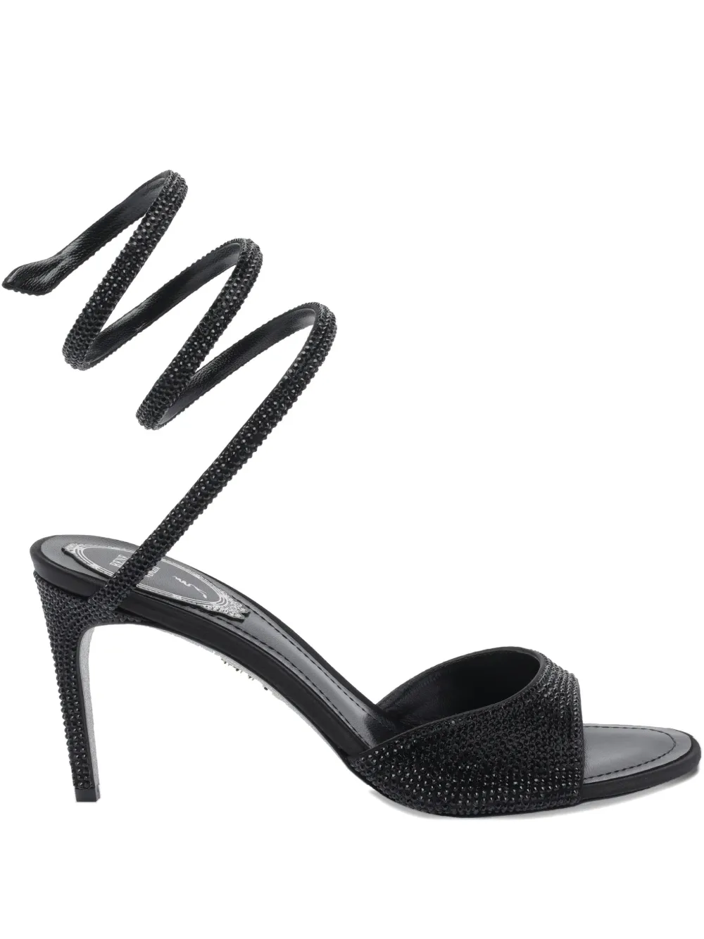 René Caovilla 100mm sandalen met kristallen en hak Zwart