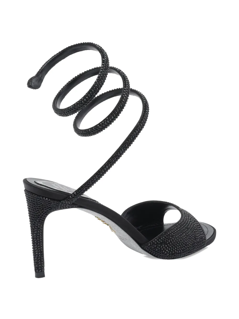 René Caovilla 100mm sandalen met kristallen en hak Zwart