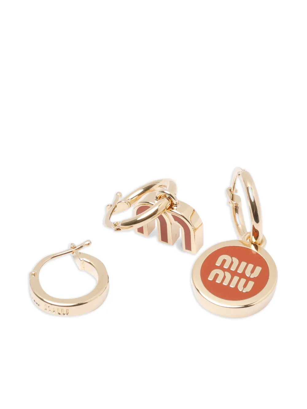 Miu Miu Oorbellen verfraaid met logo - Bruin