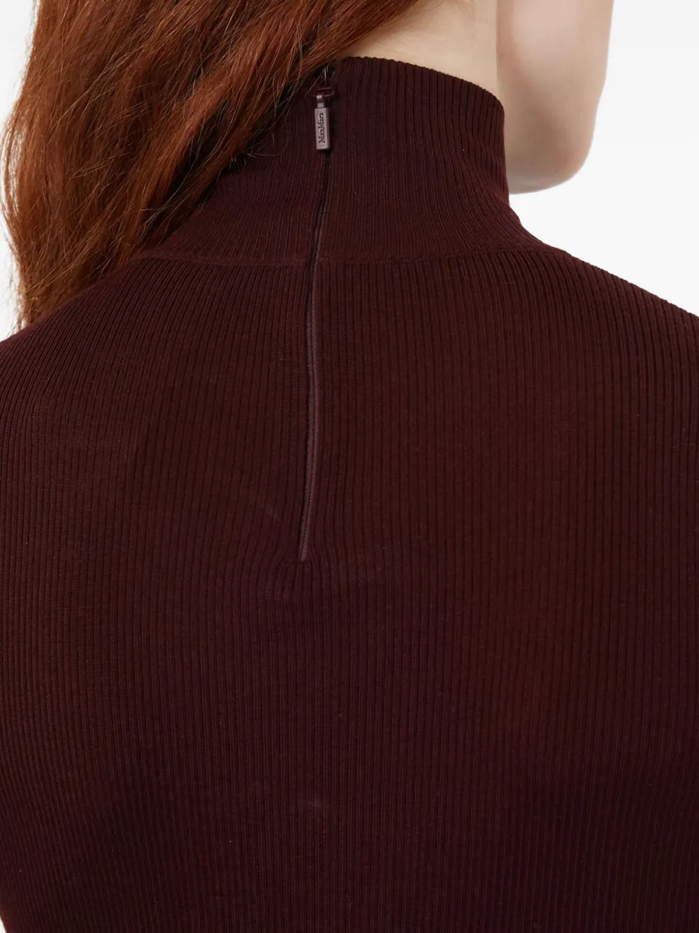 Max Mara Ribbed Roll-neck Top In Red