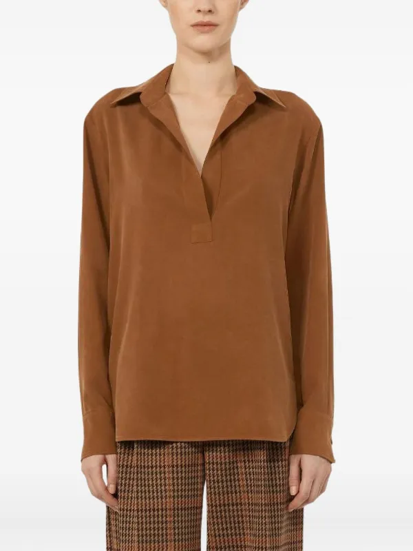 Max Mara Mirko Silk Blouse in Brown