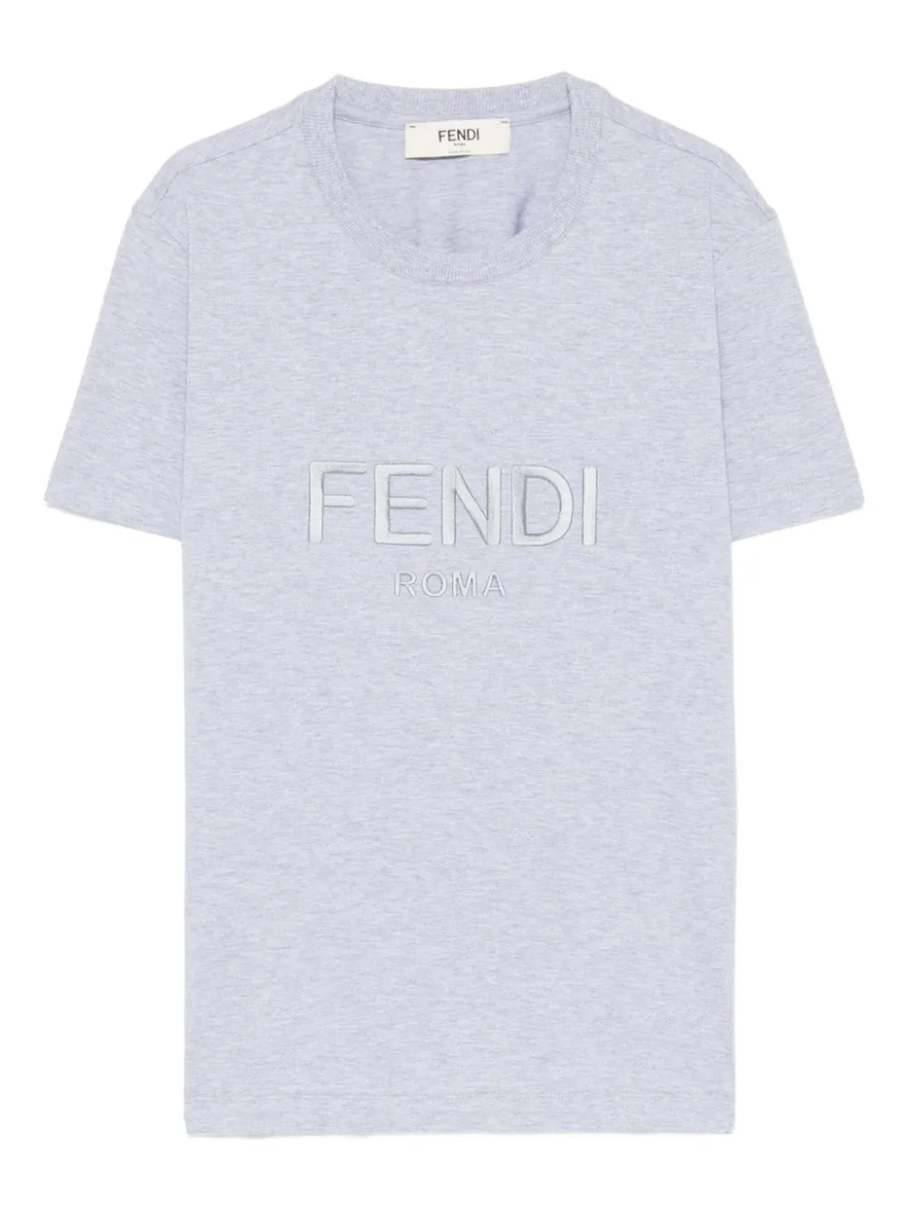 Fendi Embroidered-logo T-shirt In Gray